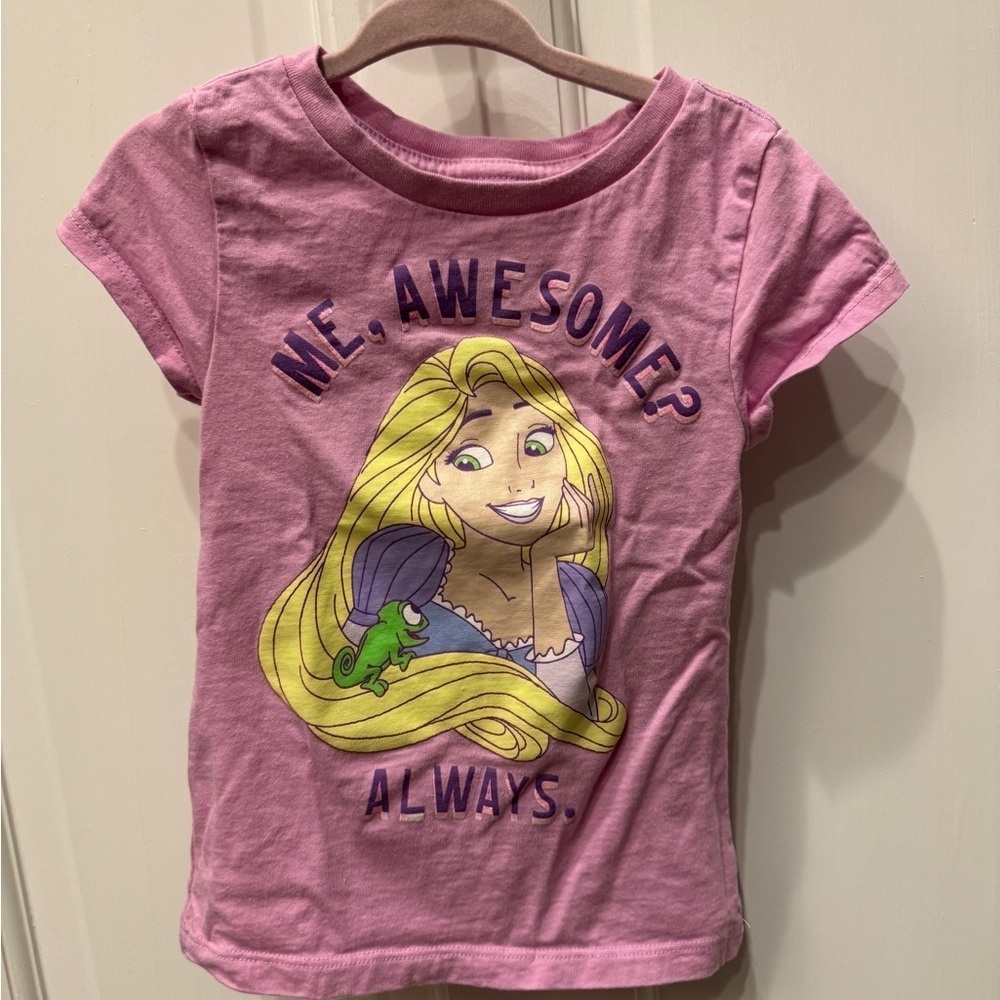 Disney 2/3 Princess Girls Pink/ Purple Rapunzel Short Sleeve Top Blouse